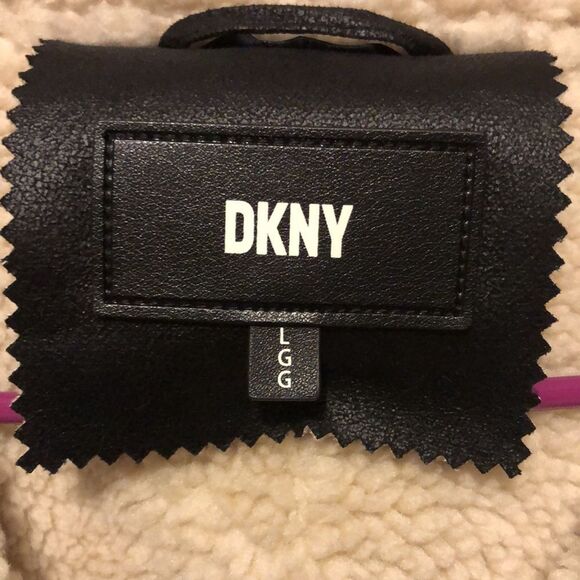 DKNY faux fur long lined zip up hooded jacket size large NWT - Picture 2 of 12